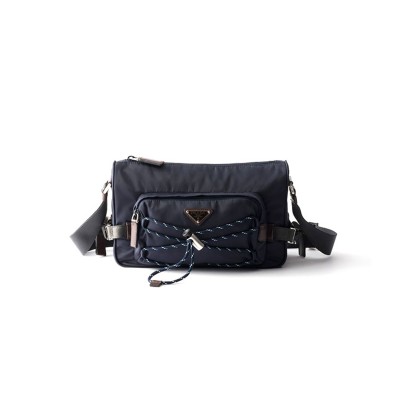 PRADA SPEEDROCK RE-NYLON AND LEATHER SHOULDER BAG 2VH192 (28*17.5*10cm)